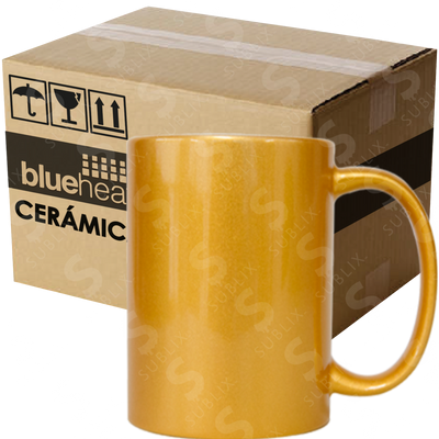 Taza de cerámica 11oz Dorada Reforzada(Caja de 36 pzas) Blue Heat