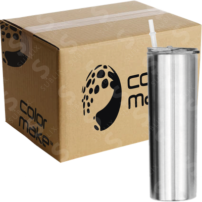 Vaso de Acero 600ml Tipo Skinny Plata (Caja de 24) Color Make