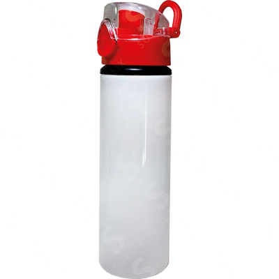 Botella de aluminio 750ml. Blanca. Botón presionable roja ColorMake
