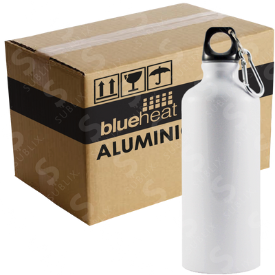 Botella de aluminio 600ml Deportiva color blanco (Caja de 12) Blue Heat