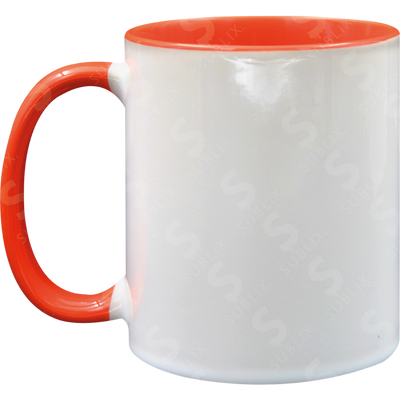 Taza de cerámica 11oz. Blanca. Interior y asa color naranja ColorMake