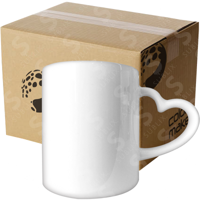 Taza de cerámica 11oz Blanca Con asa de corazón (Caja de 36) Color Make