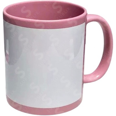 Taza De 11 Oz Rosa Con Recuadro Blanco